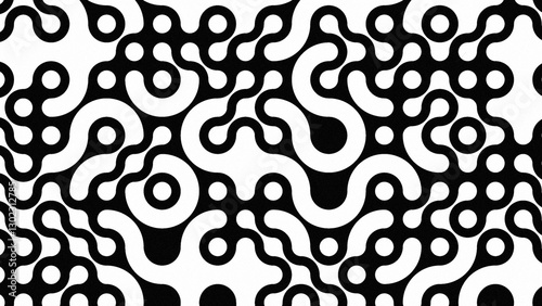 Metaball connected molecule liquid flat design black shapes on white background pattern noise grainy effect