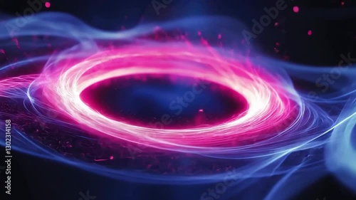 Vibrant Swirling Vortex of Pink and Blue Light Ethereal Cosmic Energy and Mystery in Dark Space with Glowing Swirling Energy Ring and Dynamic Motion