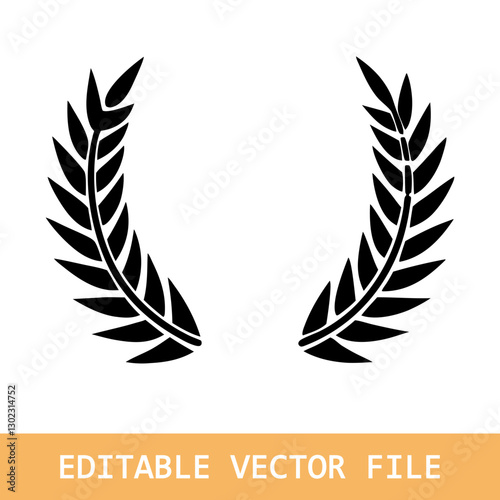 laurel wreath, Black circular laurel olive branches greek wreath vector illustration, A winner award of olive, stars of victory symbol,