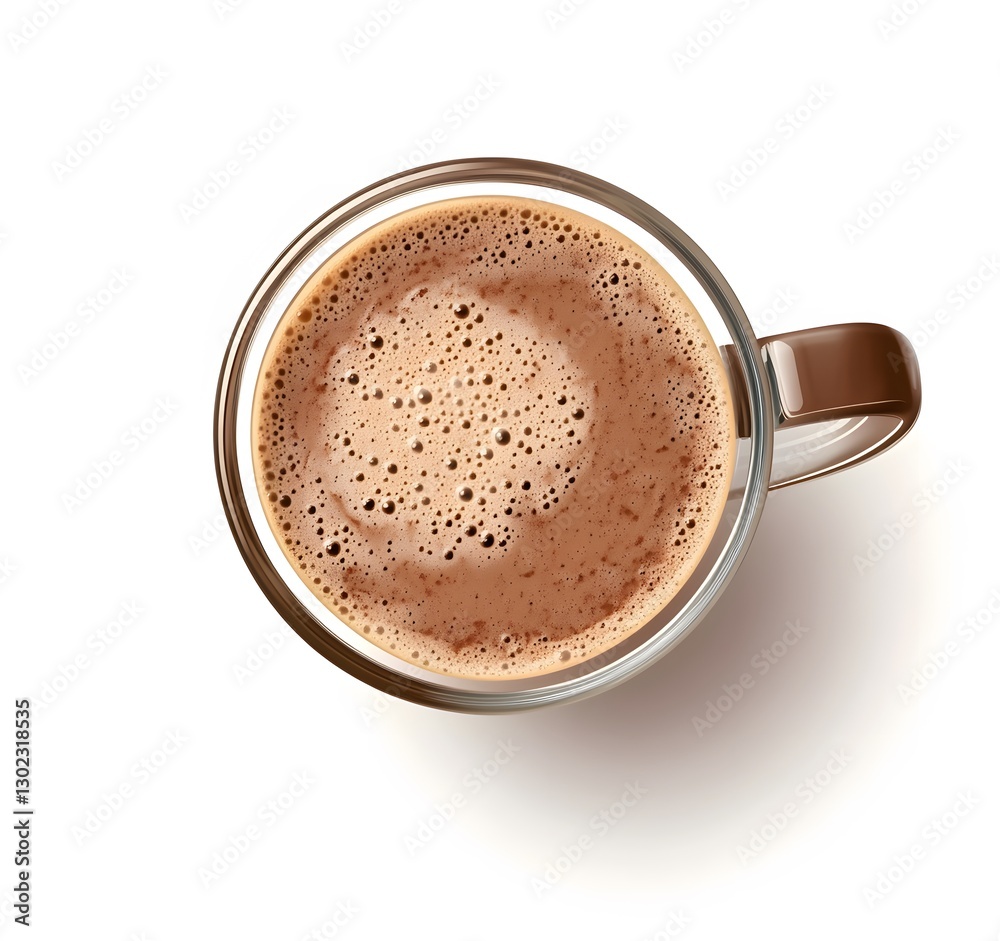 Aromatic Foamy Cocoa Drink in Glass Mug Aromatic Foamy Cocoa Drink in Glass Mug