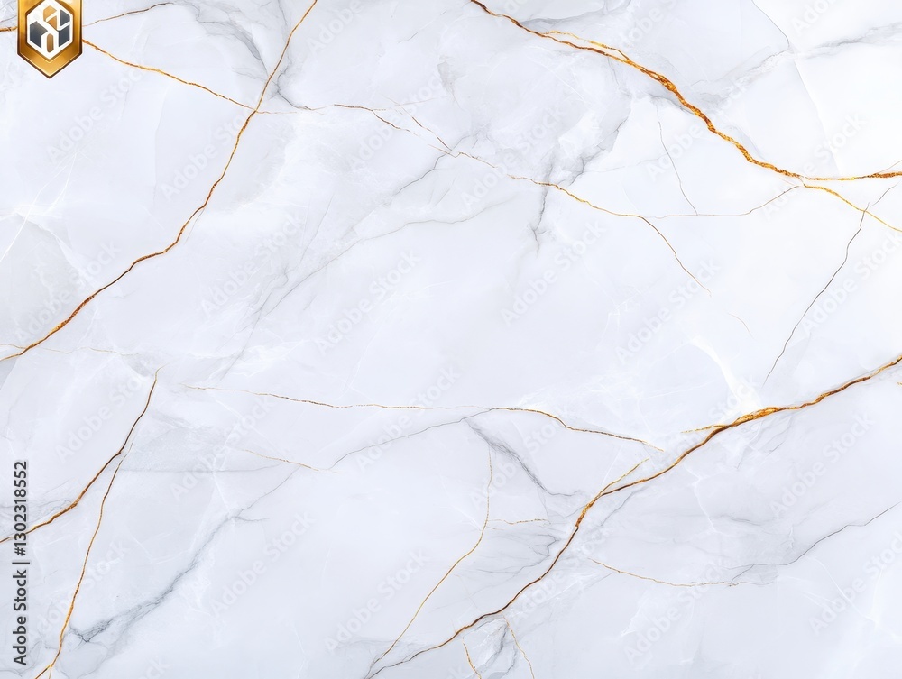 Fototapeta premium Elegant white marble texture with golden veins, suitable for backgrounds or designs