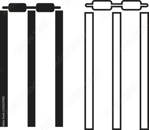 Set of cricket wicket icons in trendy flat and line styles. Cricket related art vectors illustration collection. Sports sign for mobile app and web design pictogram isolated on transparent background.