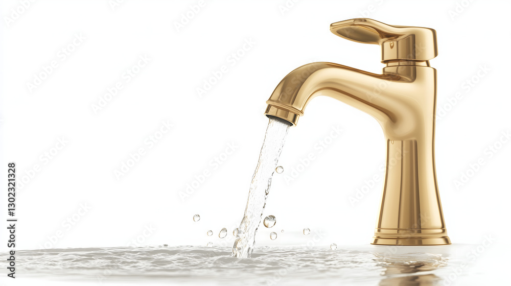 Luxury Gold-Plated Faucet with Flowing Water and Sparkling Droplets – Elegant High-End Design Luxury Gold-Plated Faucet with Flowing Water and Sparkling Droplets – Elegant High-End Design