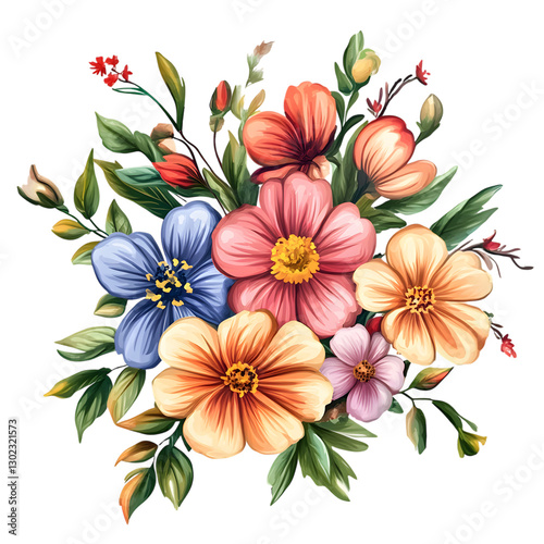 flower bouquet, isolated on transparent background 