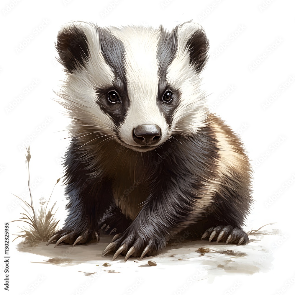 Obraz premium badger running on white background