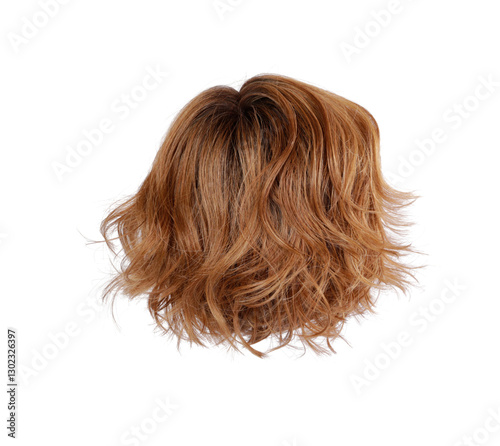 long brown hair wig on transparent