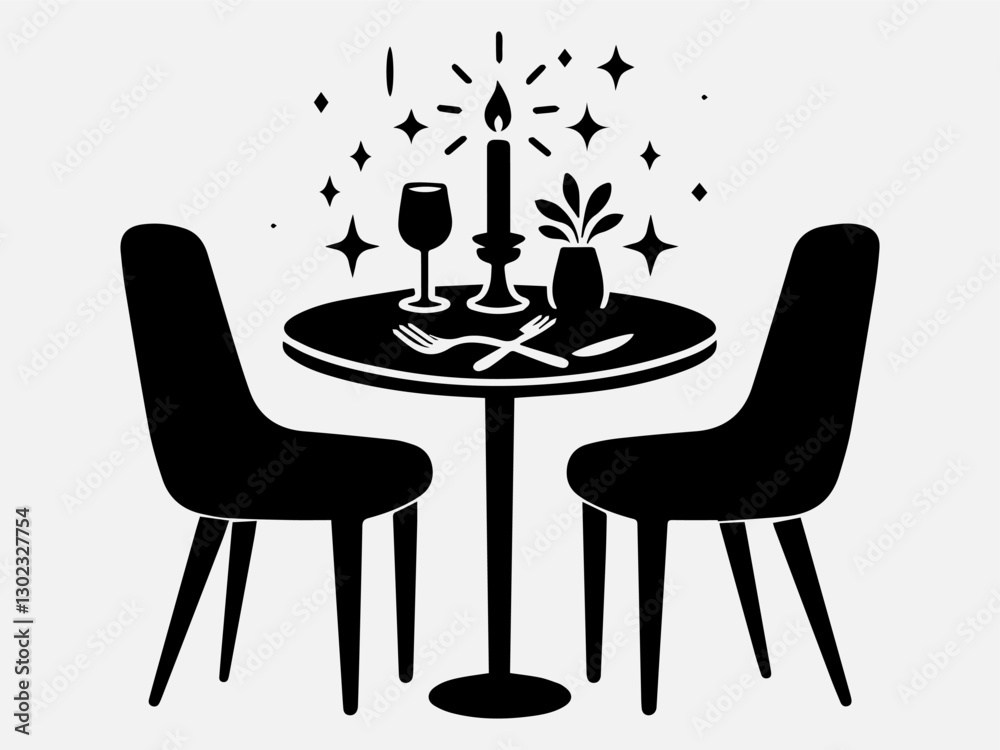 Dining Table Silhouette Vector Illustration Dining Table Silhouette Vector Illustration