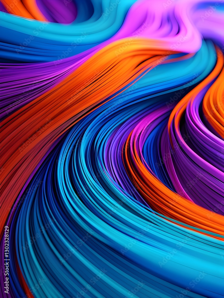 Colorful abstract 3D rendering of dynamic hairs in vibrant rainbow colors Colorful abstract 3D rendering of dynamic hairs in vibrant rainbow colors