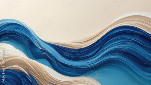 Wallpaper Mural Abstract Blue Waves Flowing Smoothly Across a Light Background Evoking Serenity and Calmness Torontodigital.ca