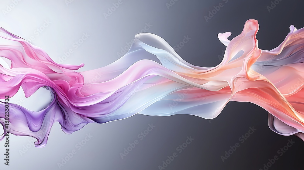 Obraz premium Colorful abstract wave design with flowing pastel hues on a gradient background, perfect for creative projects.