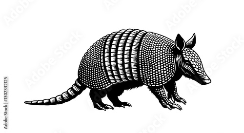 Armadillo Illustration - Black and White Vector
