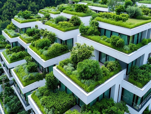 Green condo complex with smart irrigation and native landscaping, Real Estate  EcoFriendly Condominium, waterefficient living photo