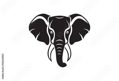 elephant head silhouette on white background
