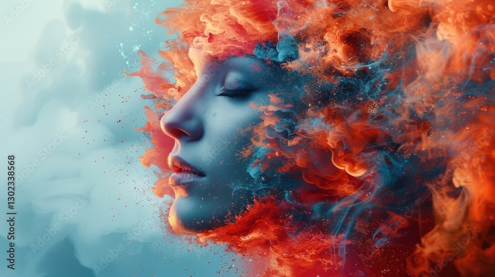 Fototapeta premium Abstract Art Representation of Emotional States of Mind with Bold Colors and Fluid Shapes