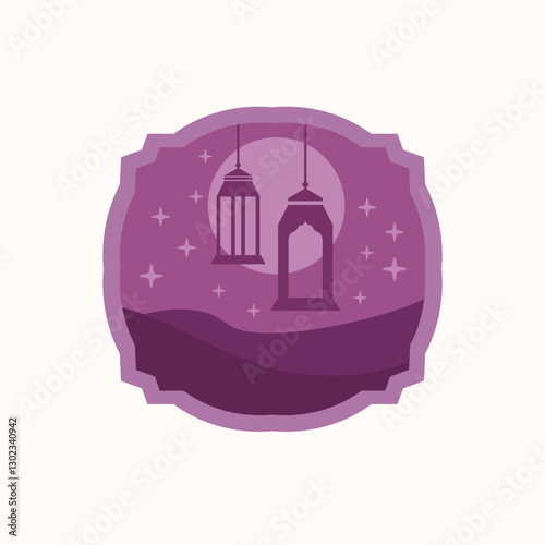 portable lamp vintage logo vector minimalist illustration design, ramadan ornament concept logo design