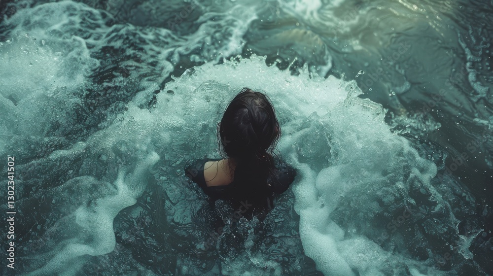Fototapeta premium A Serene Moment of Reflection in a Tranquil Body of Water Surrounded by Gentle Waves and Soft Ripples