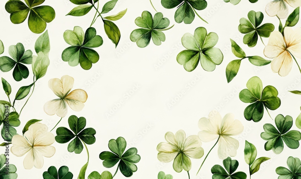 White Tablecloth with Watercolor Shamrock Pattern White Tablecloth with Watercolor Shamrock Pattern