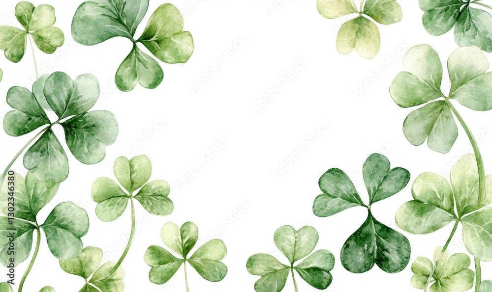 White Tablecloth with Watercolor Shamrock Pattern White Tablecloth with Watercolor Shamrock Pattern