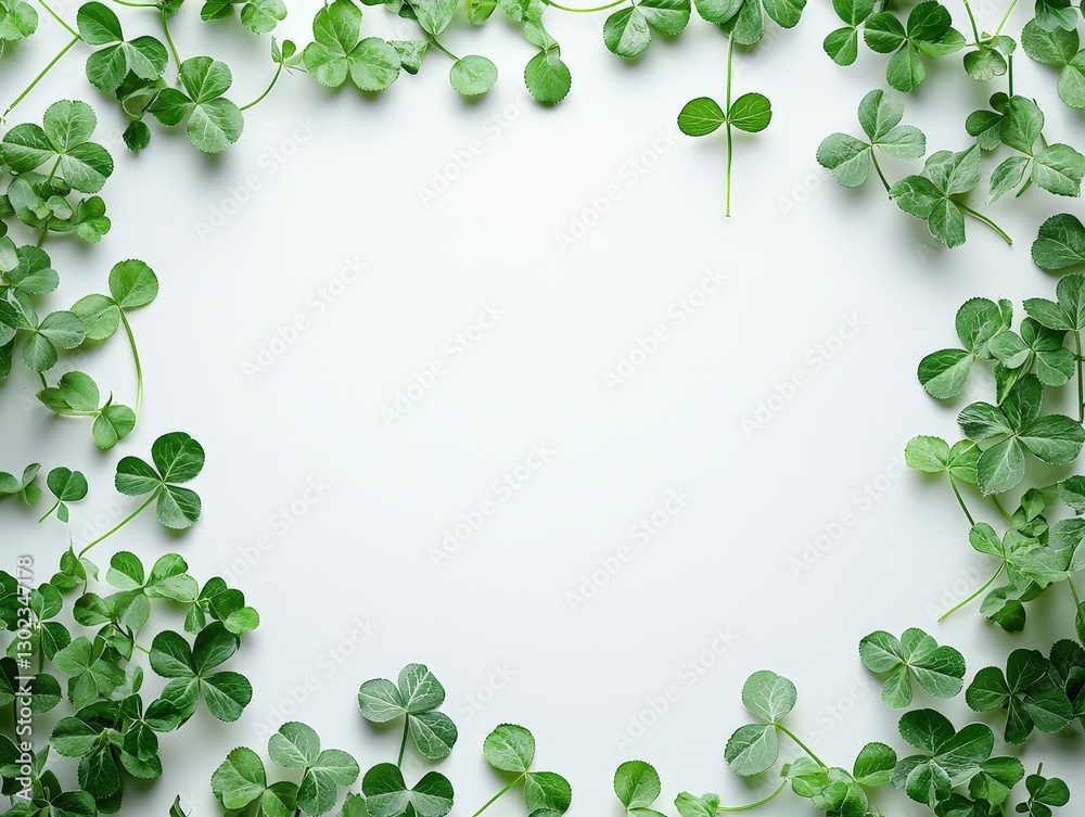 Shamrock border frame framing element on white background Shamrock border frame framing element on white background