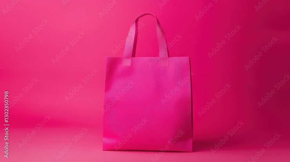 Pink Tote Bag on Pink Background Minimalist Display