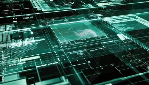 Abstract Futuristic Digital Technology Wiring and Data Visualization
