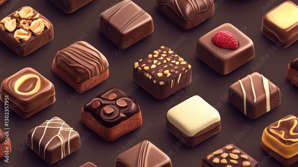 An Exquisite Display of Various Gourmet Chocolate Confections on a Dark Background An Exquisite Display of Various Gourmet Chocolate Confections on a Dark Background