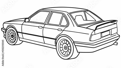 Car sketch. Vector illustration in black and white. Coloring paper, page, book.Car contour. Children's coloring book, color book. Silhouette car