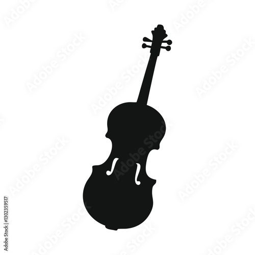 violin Black Silhouette  on white Background