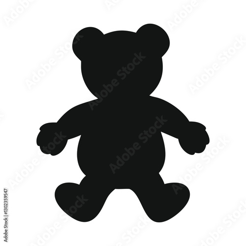 teddy bear vector illustration Black Silhouette  on white Background