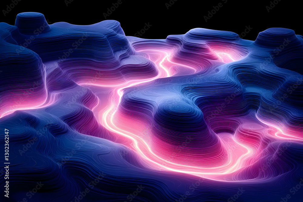 Obraz premium Abstract Glowing Valley Landscape