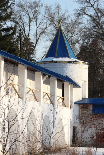 Bild auf Leinwand Stone tower and part of the wall of the Solotchinsky Convent
