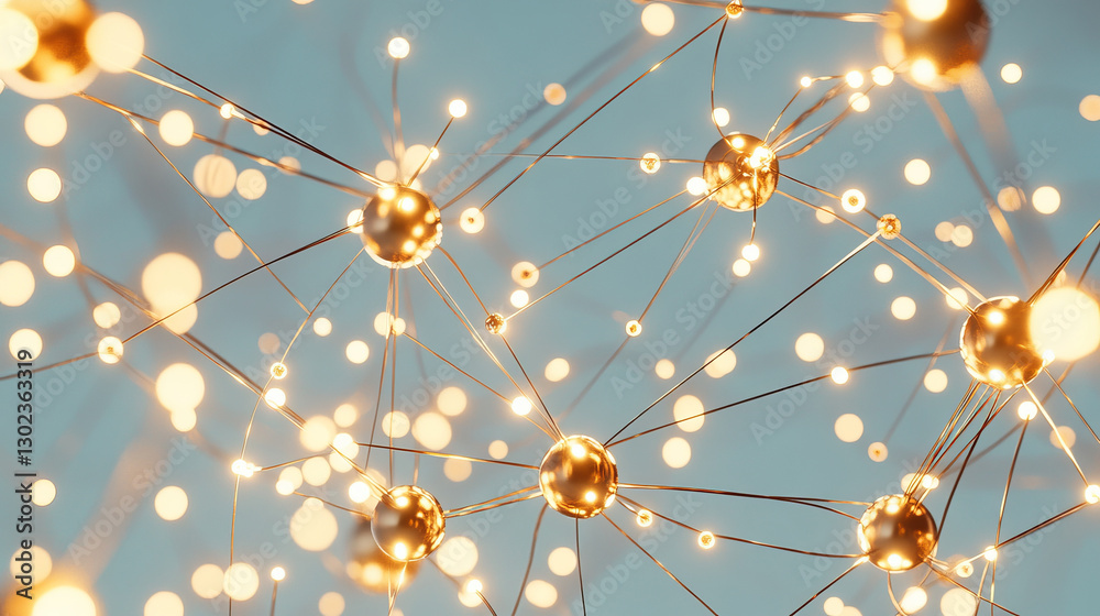 Obraz premium Abstract representation of interconnected nodes and glowing lights, symbolizing technology and innovation. image conveys sense of connectivity and modernity