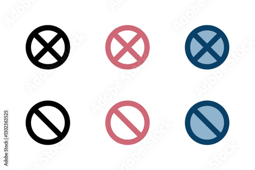禁止マークのアイコンイラストセット