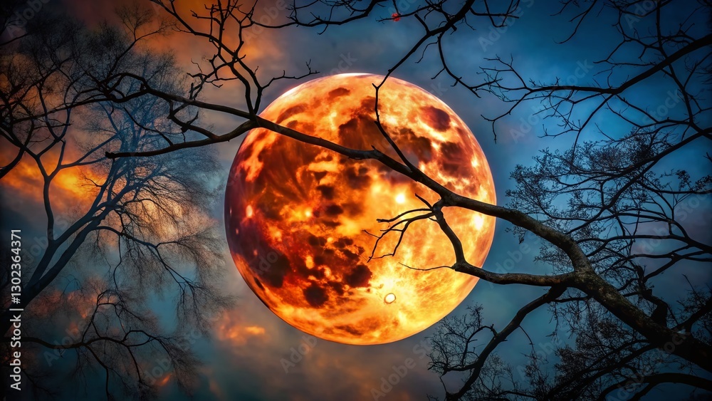 custom made wallpaper toronto digitalBlood Moon Rising: Mystical Forest Night with Silhouetted Branches