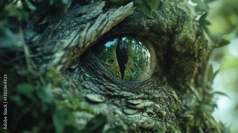 Close-up of a mystical, nature-covered eye. Close-up of a mystical, nature-covered eye.
