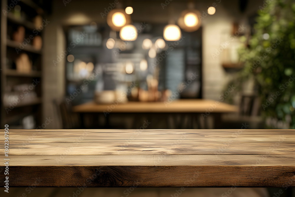 Elegant Wooden Tabletop with Soft Restaurant Ambiance, A Versatile Backdrop for Product Display and Culinary Presentation, Capturing Warmth and Depth Elegant Wooden Tabletop with Soft Restaurant Ambiance, A Versatile Backdrop for Product Display and Culinary Presentation, Capturing Warmth and Depth