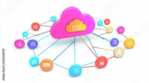 3D Network Connection Concept Representing Global Communication and Technology