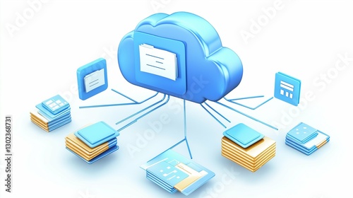 3D Network Connection Concept Representing Global Communication and Technology