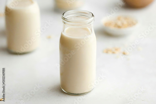 Homemade oat milk photo