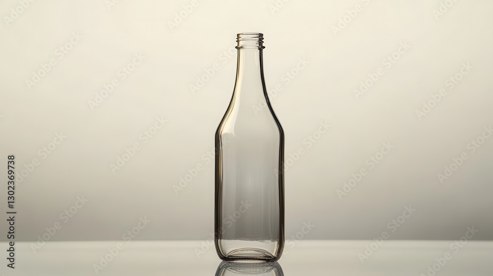 Empty clear glass bottle on white background. Perfect for showcasing product designs or illustrating concepts related to beverages or packaging. Empty clear glass bottle on white background. Perfect for showcasing product designs or illustrating concepts related to beverages or packaging.