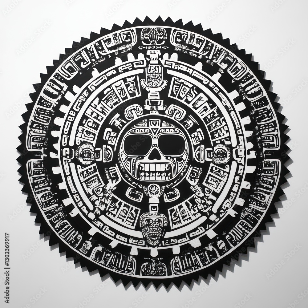 Obraz premium Aztec Skull Sun