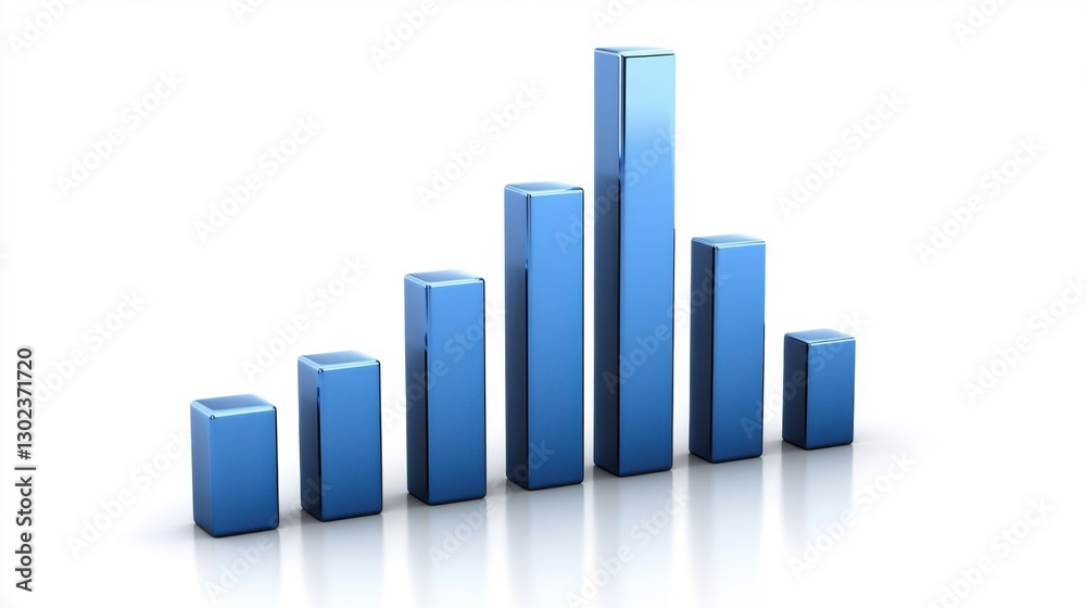 Blue bar chart with varying heights against a white background Blue bar chart with varying heights against a white background