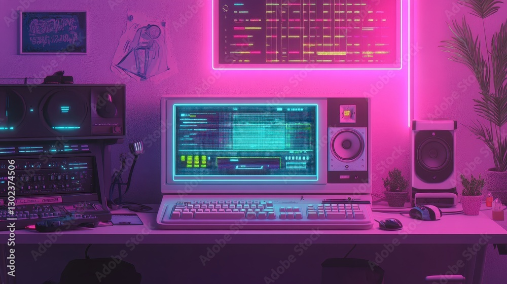 Fototapeta premium Retro old computer user interface,Pink Y2K computer window page and retro interface of PC screenTrendy,y2k pc element,8 bit pixel art,Transgressive conceptual modern art,kawaii retro 90s style.