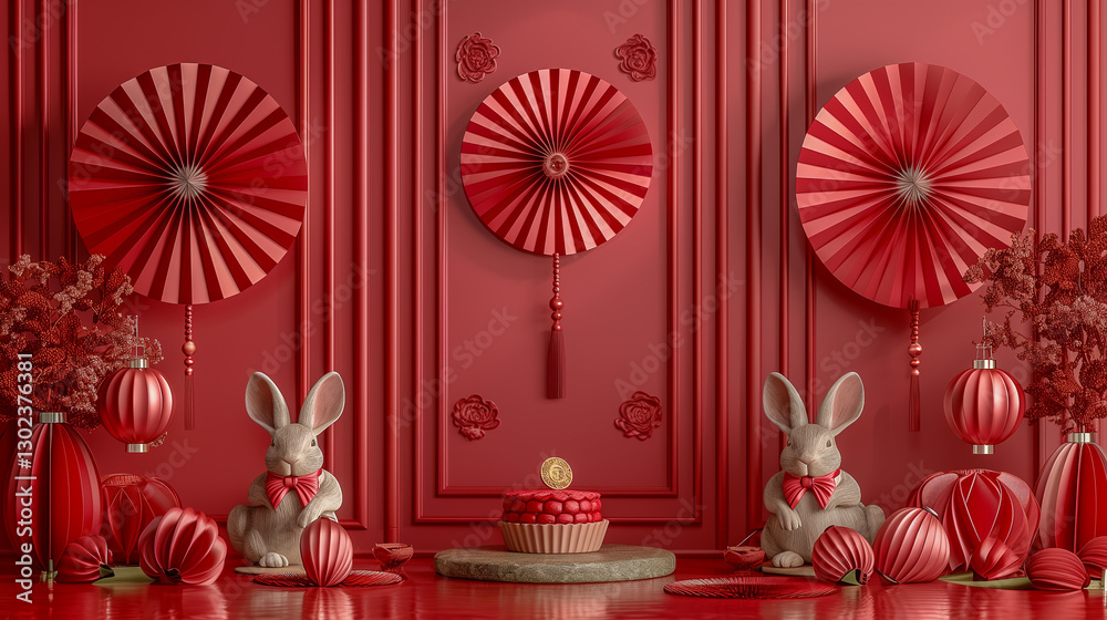 Obraz premium Chinese New Year Celebration with Festive Decor