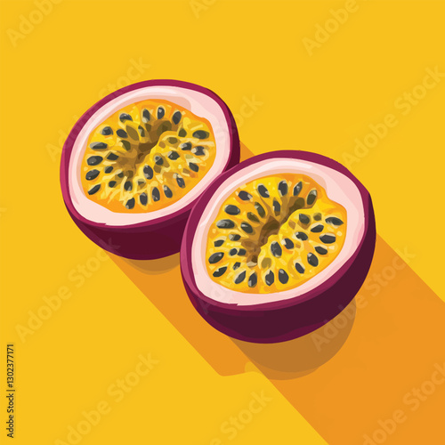 A flat 2D vector of a set of apricots placed on a wooden table.