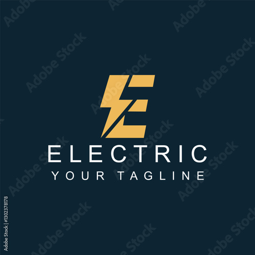 Electric Logo Template, Initial E Letter with Lightning Bolt Logo Template, Electric Bolt With Initial E Letter Logo Design, icon, symbol, vector Illustration