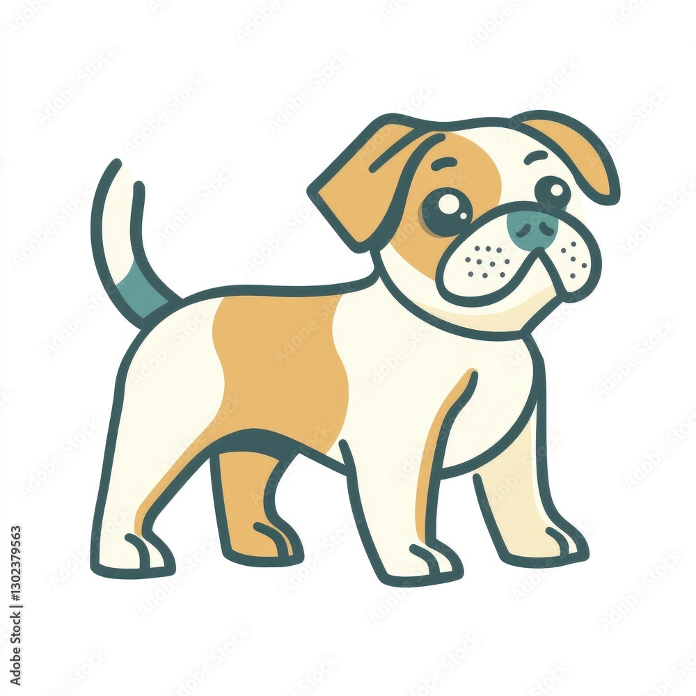 Fototapeta premium Cute Cartoon Dog Character with Playful Expression and Soft Colors