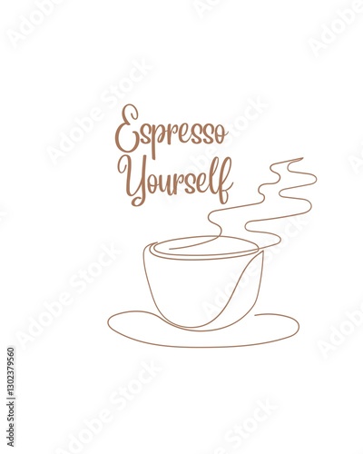 Espresso yourself text design with a cup line drawing