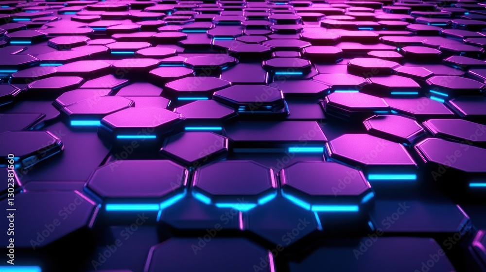 Abstract Hexagon Pattern: Neon Purple and Blue Geometric Background Abstract Hexagon Pattern: Neon Purple and Blue Geometric Background