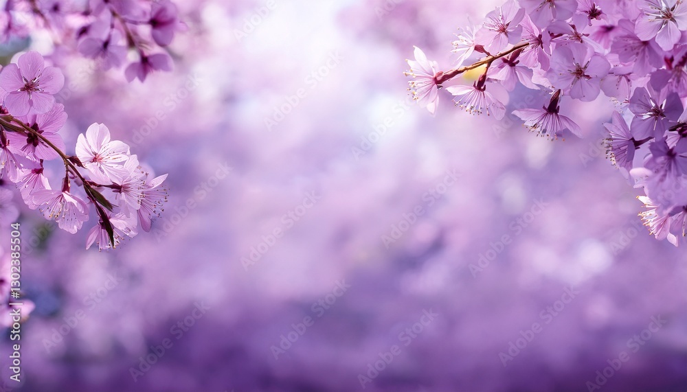 軽やかに舞う桜とラベンダーの余韻が心地よい、シンプルで洗練された春の背景
